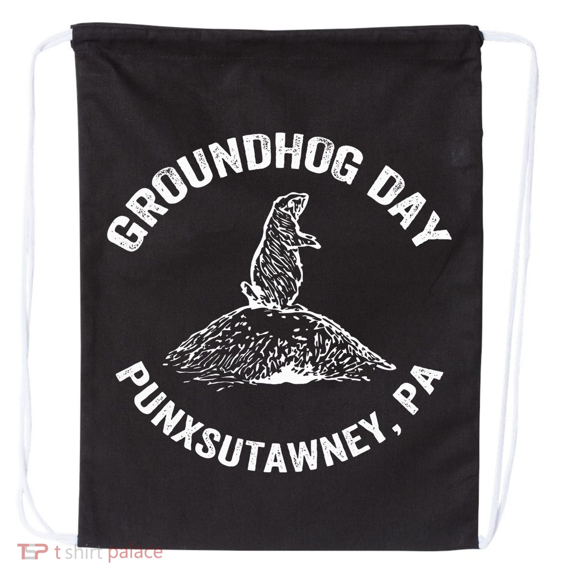 Groundhog Punxsutawney Funny Groundhog Day Shadow Gift Drawstring Bag