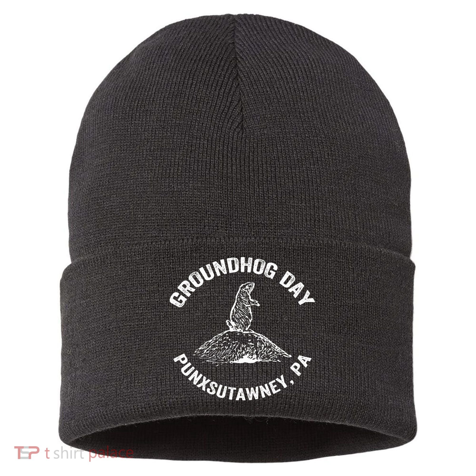 Groundhog Punxsutawney Funny Groundhog Day Shadow Gift Sustainable Knit Beanie
