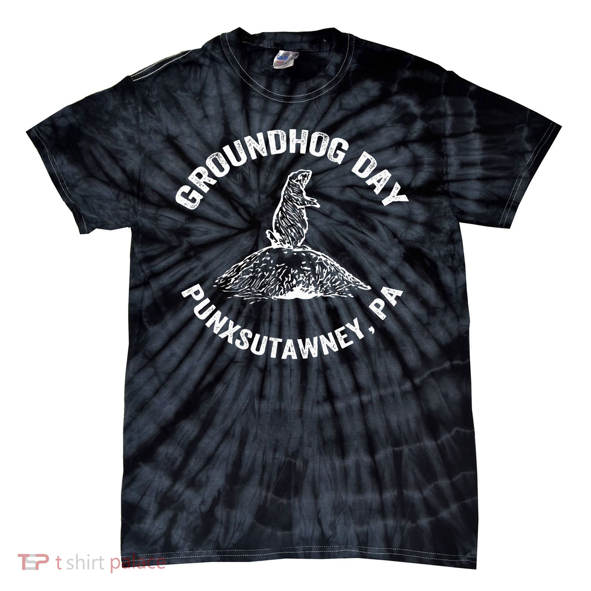 Groundhog Punxsutawney Funny Groundhog Day Shadow Gift Tie-Dye T-Shirt