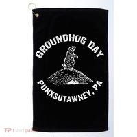 Groundhog Punxsutawney Funny Groundhog Day Shadow Gift Golf Towel thumb 0
