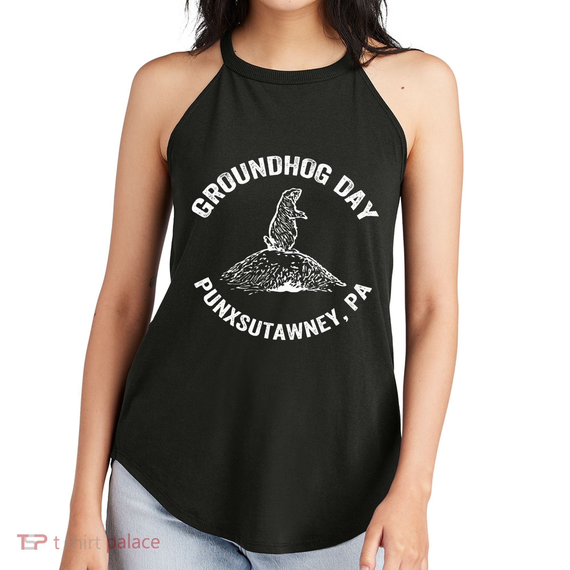 Groundhog Punxsutawney Funny Groundhog Day Shadow Gift Women's Perfect Tri Rocker Tank