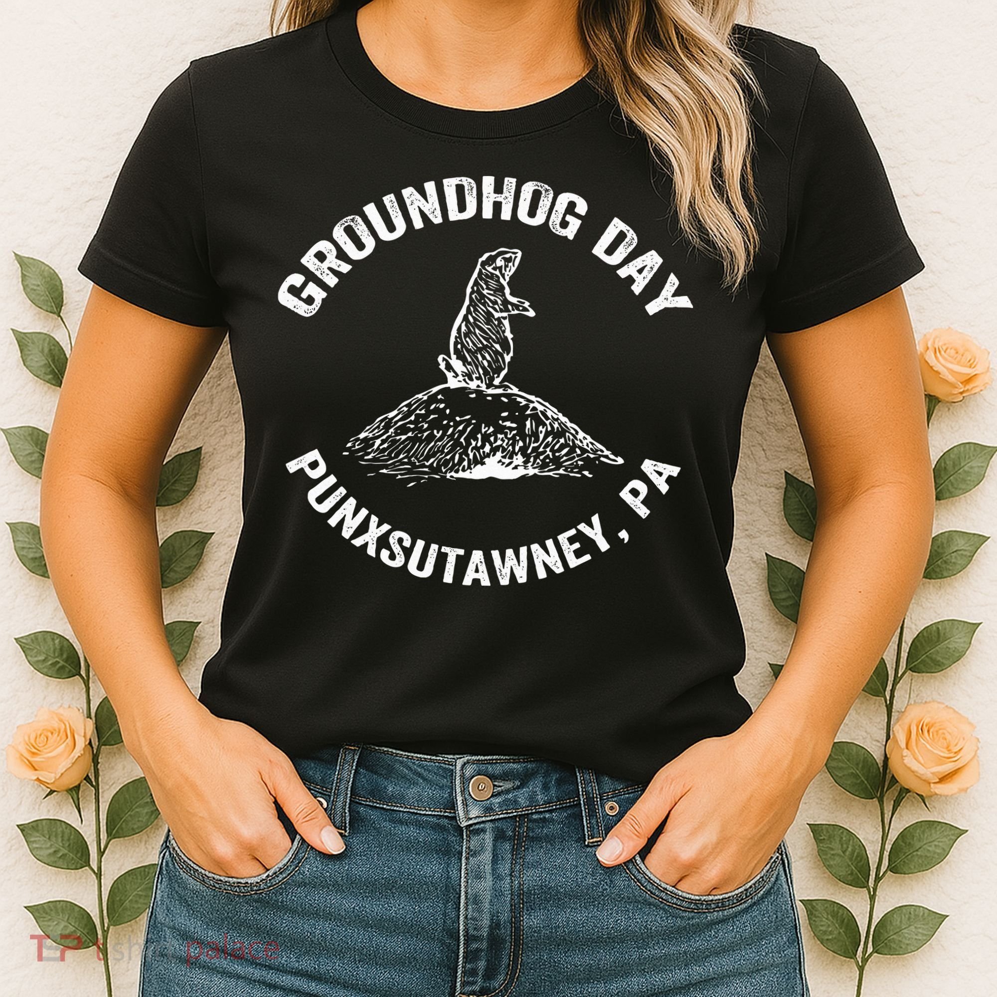 Groundhog Punxsutawney Funny Groundhog Day Shadow Gift Women's T-Shirt