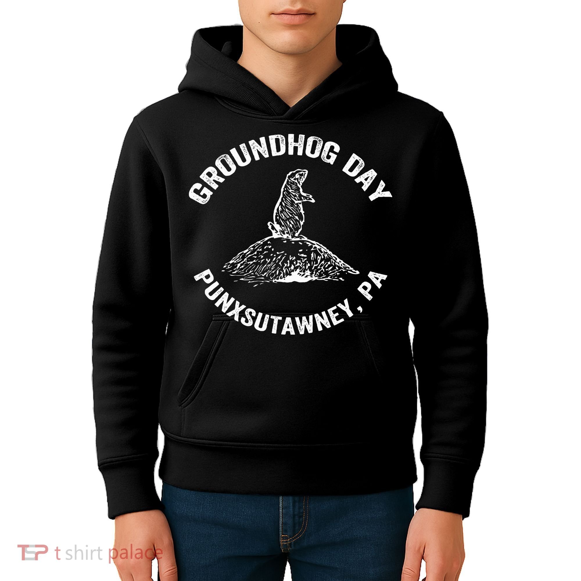 Groundhog Punxsutawney Funny Groundhog Day Shadow Gift Kids Hoodie