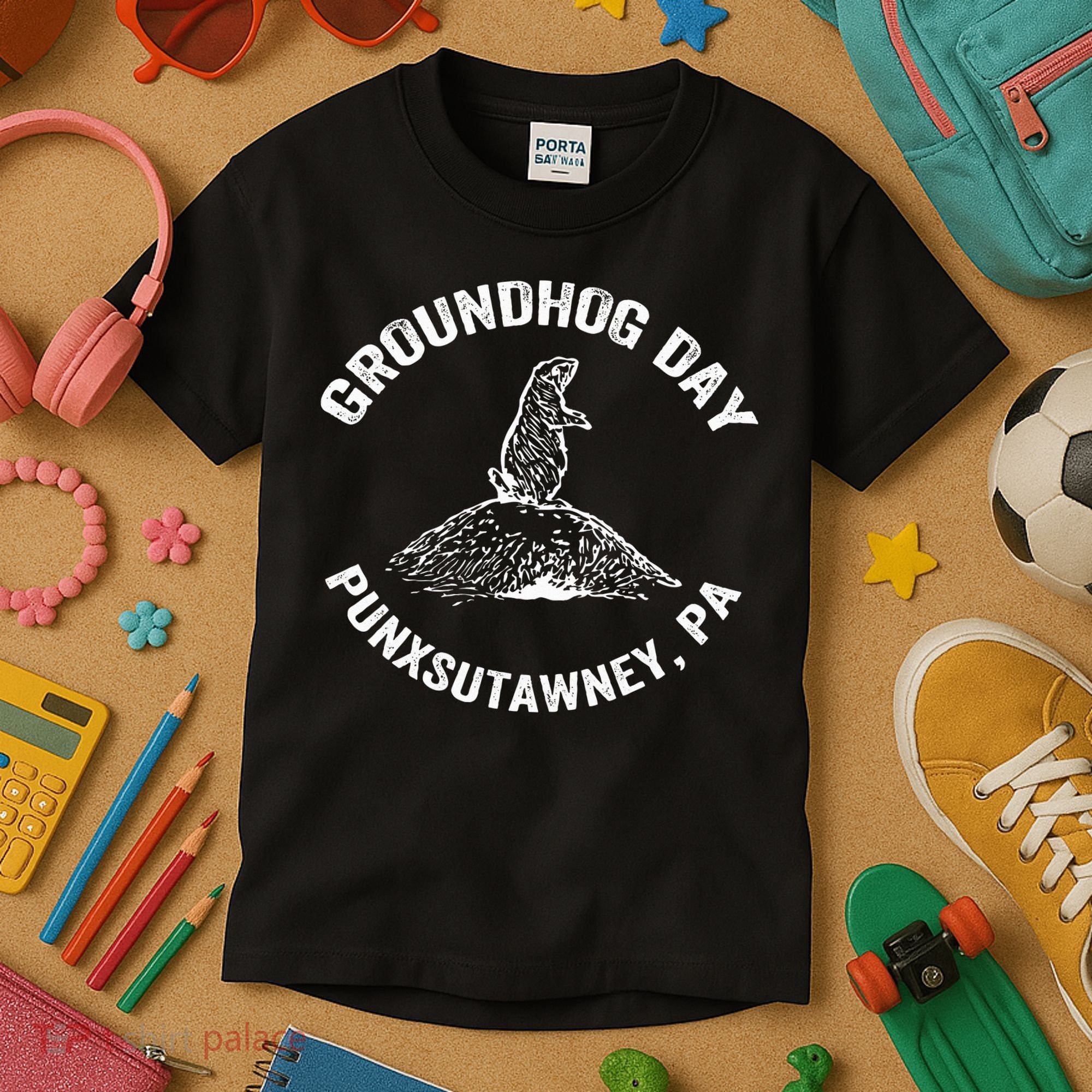 Groundhog Punxsutawney Funny Groundhog Day Shadow Gift Kids T-Shirt