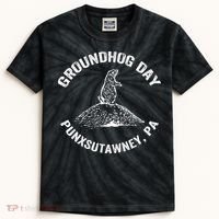 Groundhog Punxsutawney Funny Groundhog Day Shadow Gift Kids Tie-Dye T-Shirt thumb 0
