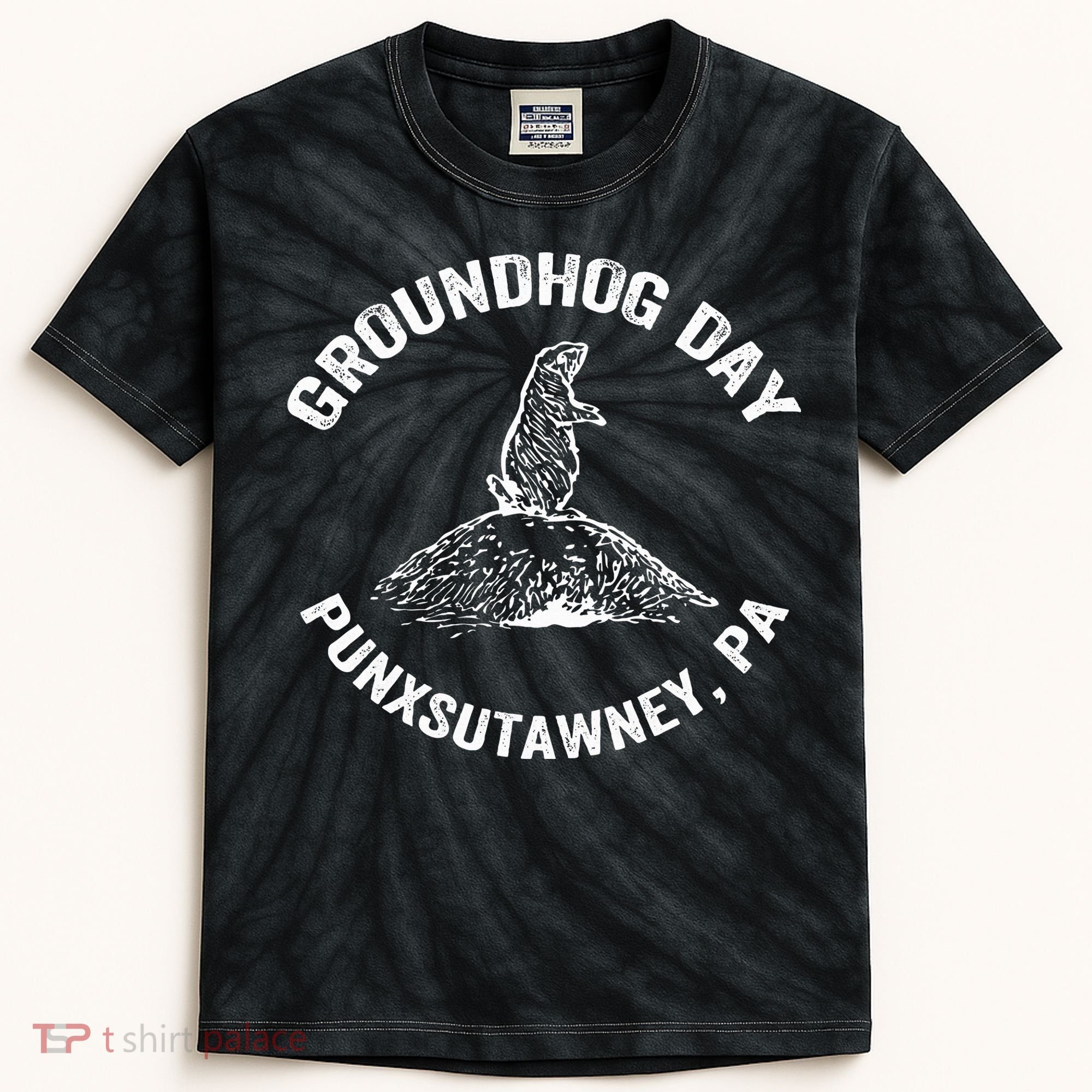 Groundhog Punxsutawney Funny Groundhog Day Shadow Gift Kids Tie-Dye T-Shirt