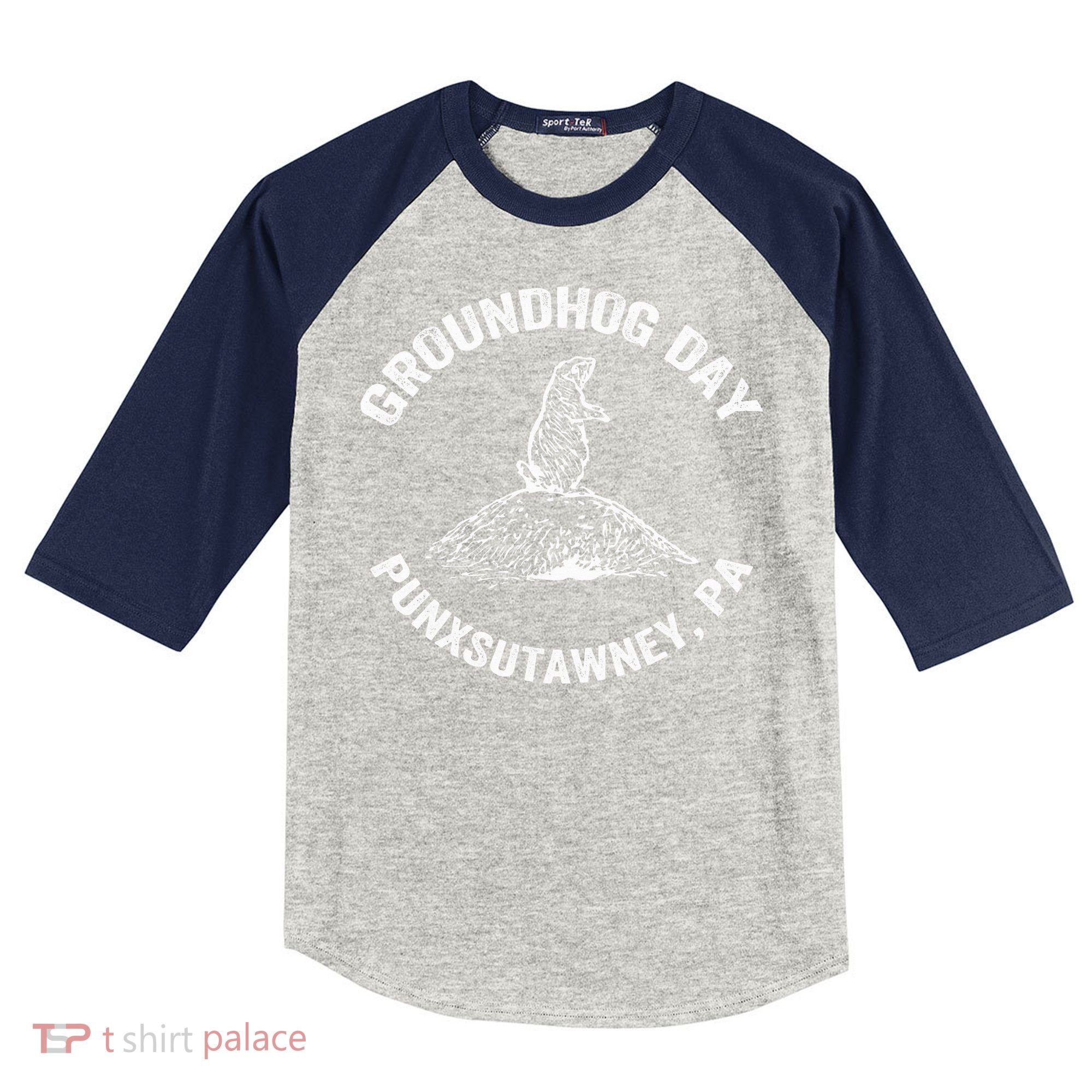 Groundhog Punxsutawney Funny Groundhog Day Shadow Gift Kids Colorblock Raglan Jersey