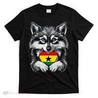 Ghanaian Pride Ghana Flag Cute Wolf Heart Ghanaian Roots T-Shirt thumb 0