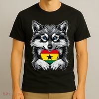 Ghanaian Pride Ghana Flag Cute Wolf Heart Ghanaian Roots T-Shirt thumb 3