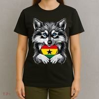 Ghanaian Pride Ghana Flag Cute Wolf Heart Ghanaian Roots T-Shirt thumb 4