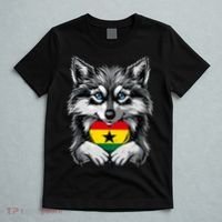 Ghanaian Pride Ghana Flag Cute Wolf Heart Ghanaian Roots T-Shirt thumb 5