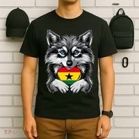 Ghanaian Pride Ghana Flag Cute Wolf Heart Ghanaian Roots T-Shirt thumb 6