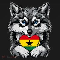 Ghanaian Pride Ghana Flag Cute Wolf Heart Ghanaian Roots T-Shirt thumb 7