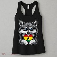 Ghanaian Pride Ghana Flag Cute Wolf Heart Ghanaian Roots Women's Tank Top thumb 3