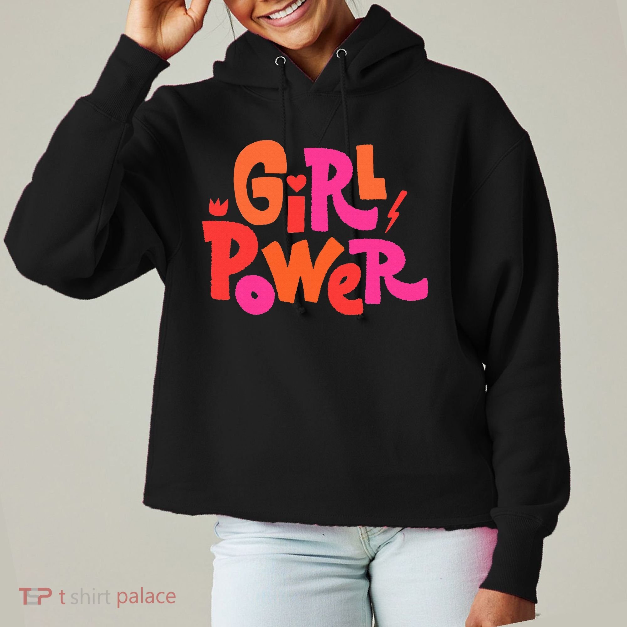 Girl Power Grl Pwr Ladies Heavyweight Boxy Pullover Hoodie