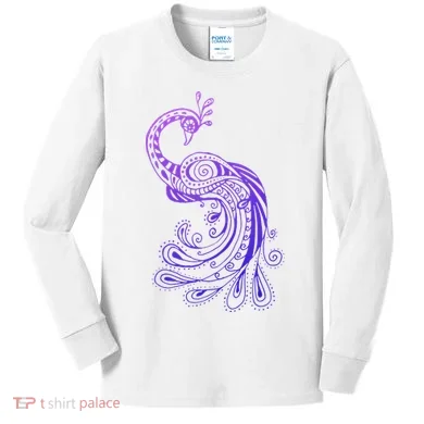 Galaxy Peacock Kids Long Sleeve Shirt