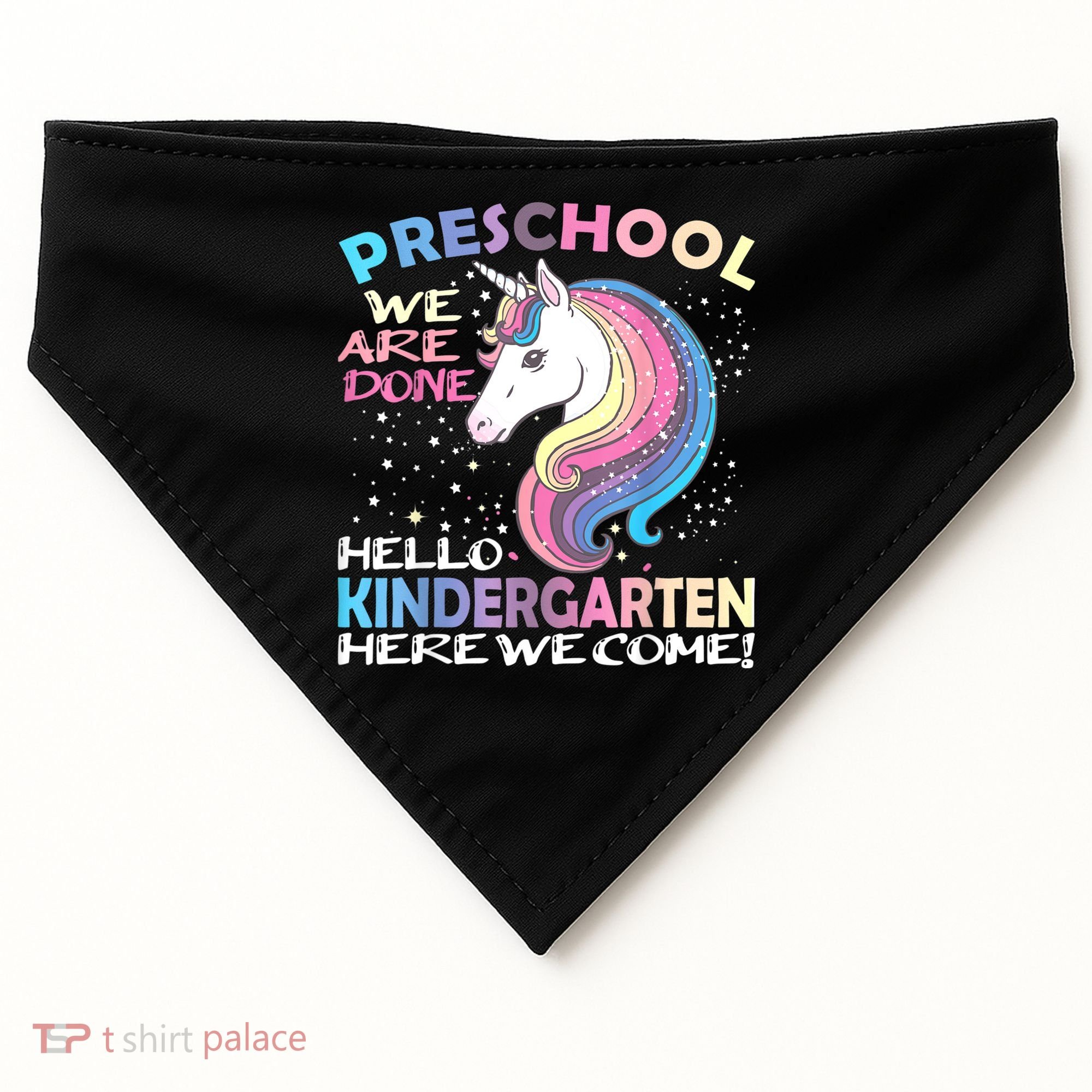 Goodbye Preschool Graduation Hello Kindergarten Prek Unicorn USA-Made Doggie Bandana