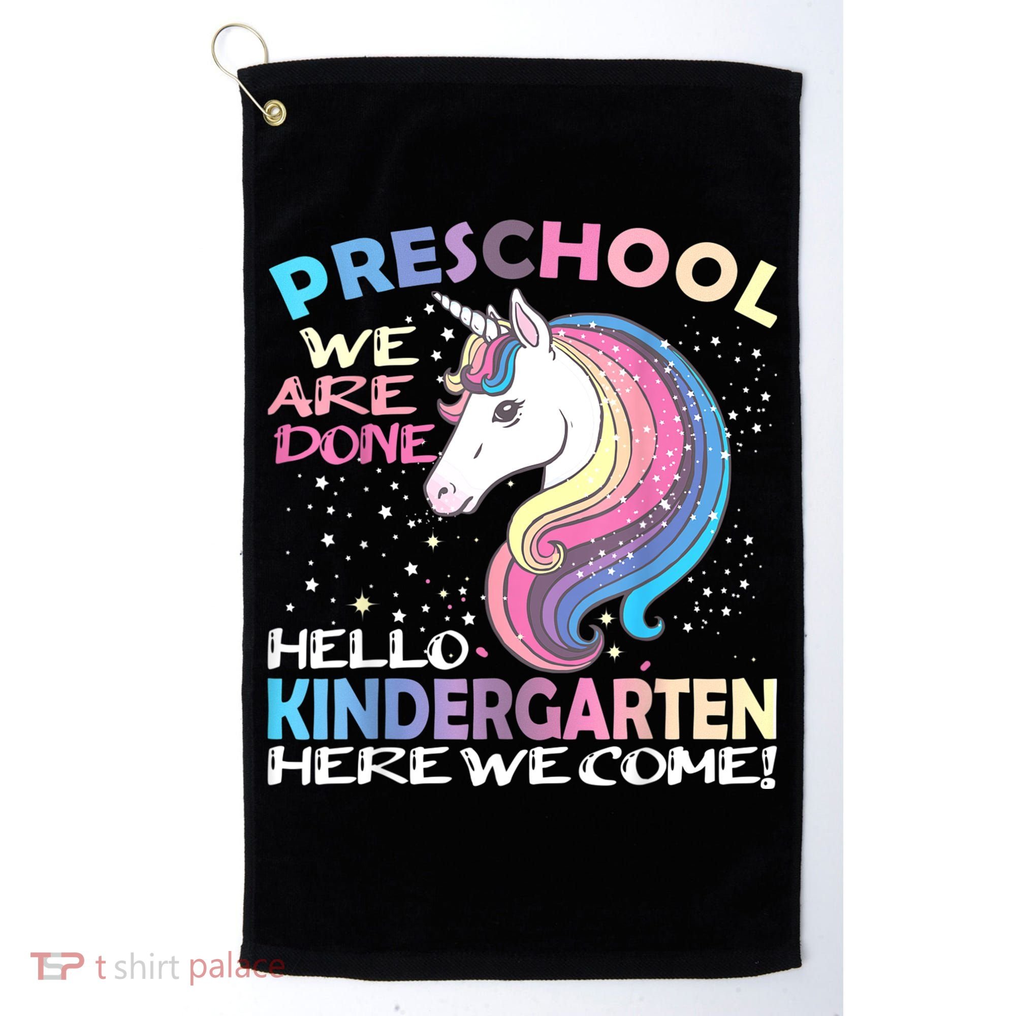 Goodbye Preschool Graduation Hello Kindergarten Prek Unicorn Golf Towel
