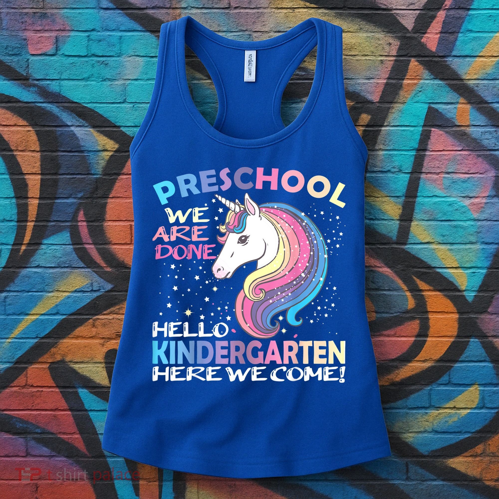 Goodbye Preschool Graduation Hello Kindergarten Prek Unicorn Women's Tank Top