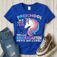 Goodbye Preschool Graduation Hello Kindergarten Prek Unicorn Women's T-Shirt thumb 3