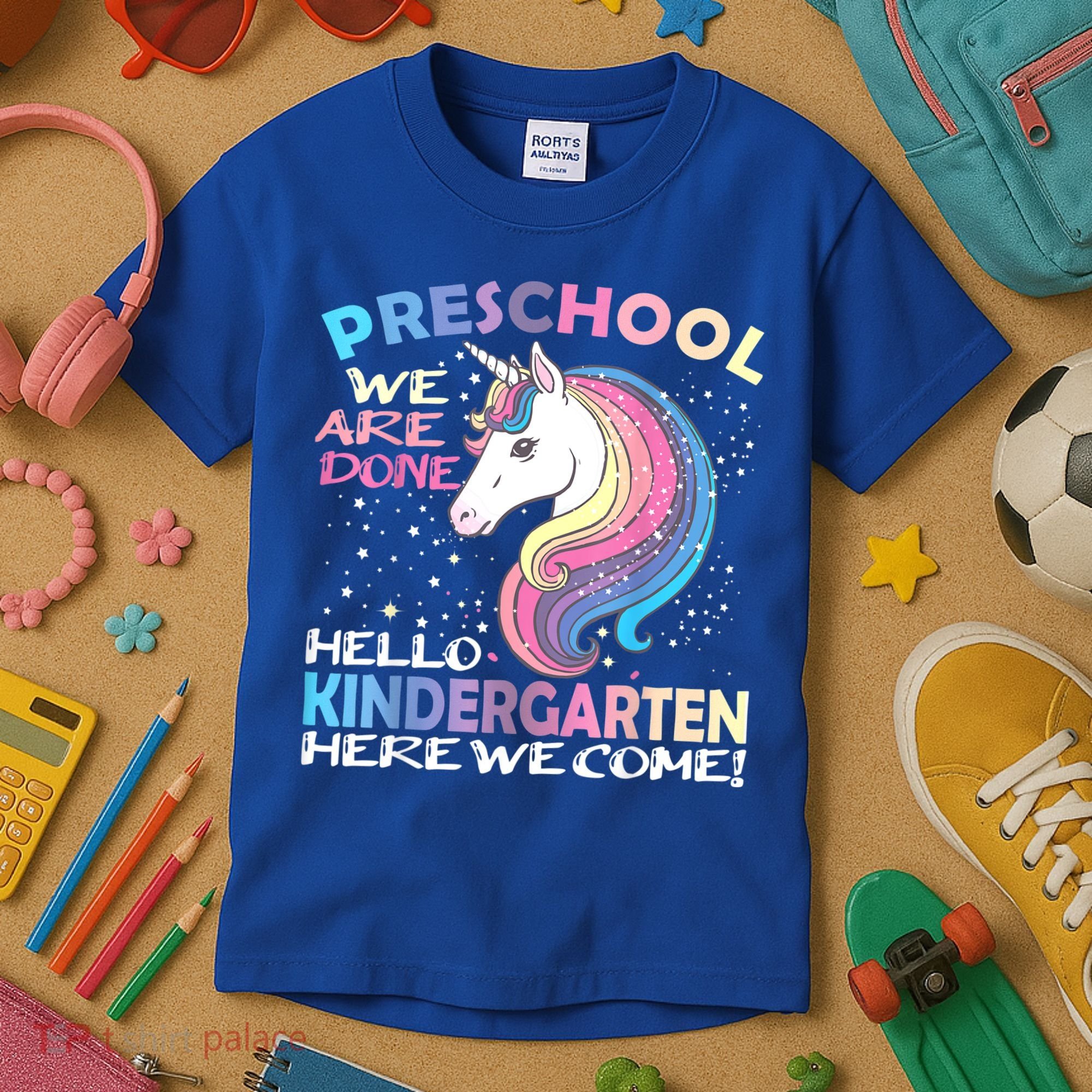 Goodbye Preschool Graduation Hello Kindergarten Prek Unicorn Kids T-Shirt