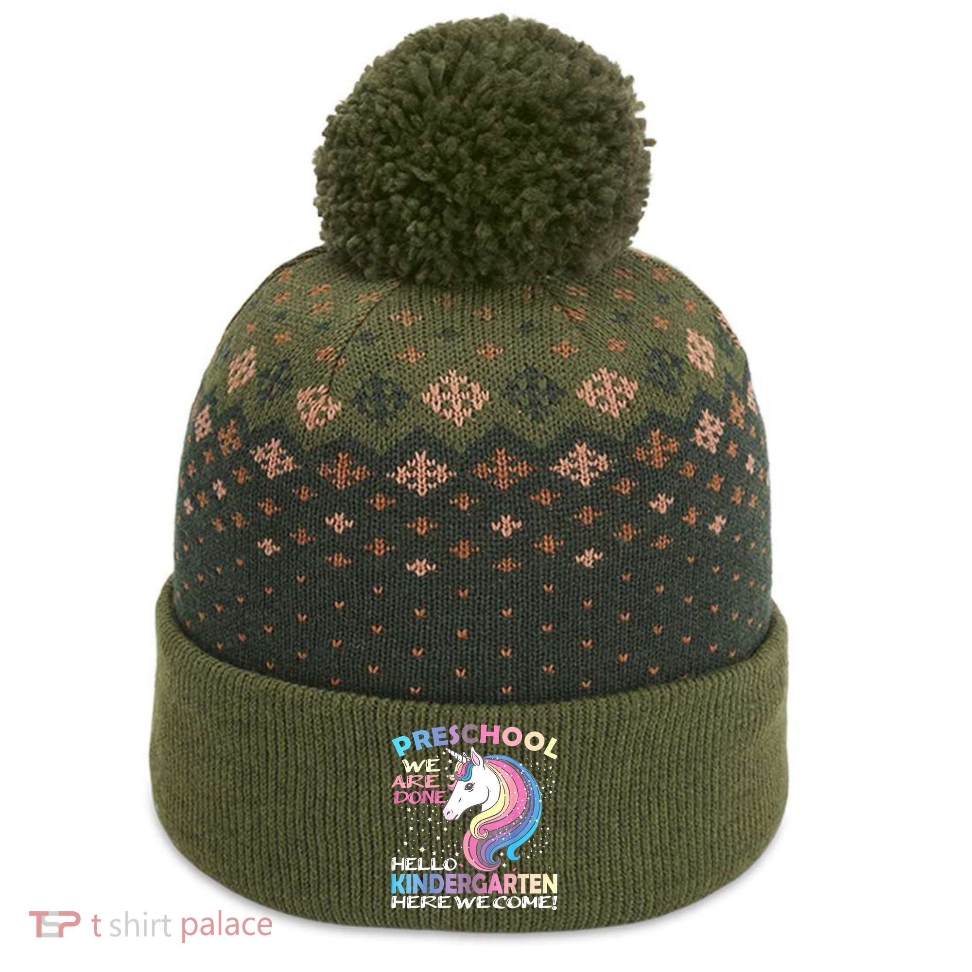 Goodbye Preschool Graduation Hello Kindergarten Prek Unicorn The Baniff Cuffed Pom Beanie