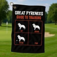 Great Pyrenees Guide To Training Funny Dog Pet Lover Golf Towel thumb 1