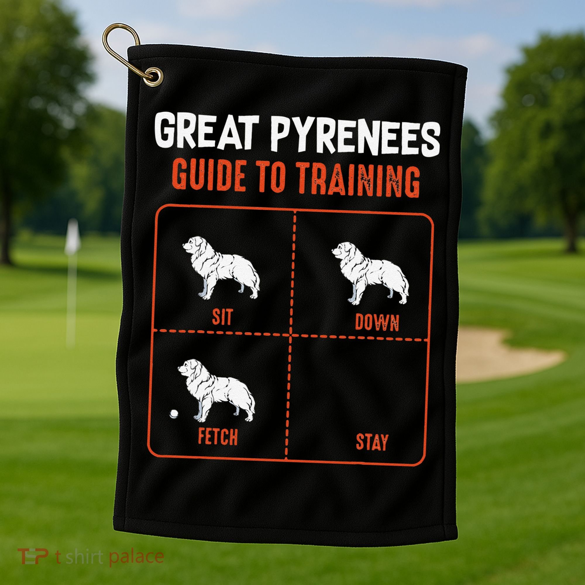 Great Pyrenees Guide To Training Funny Dog Pet Lover Golf Towel