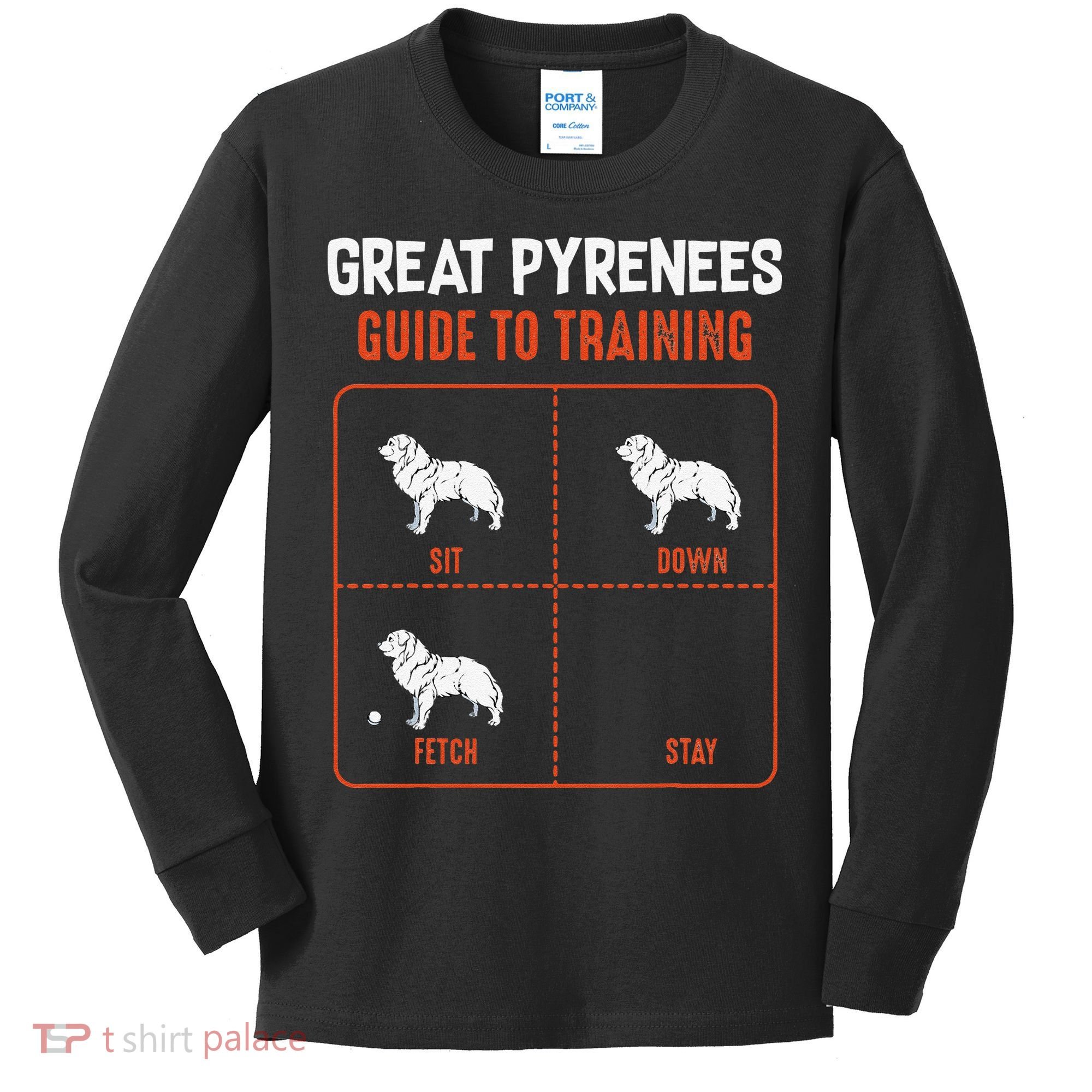 Great Pyrenees Guide To Training Funny Dog Pet Lover Kids Long Sleeve Shirt