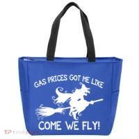 Gas Prices Got Me Like Come We Fly Broom Vacuum Halloween Gift Tote Bag thumb 0
