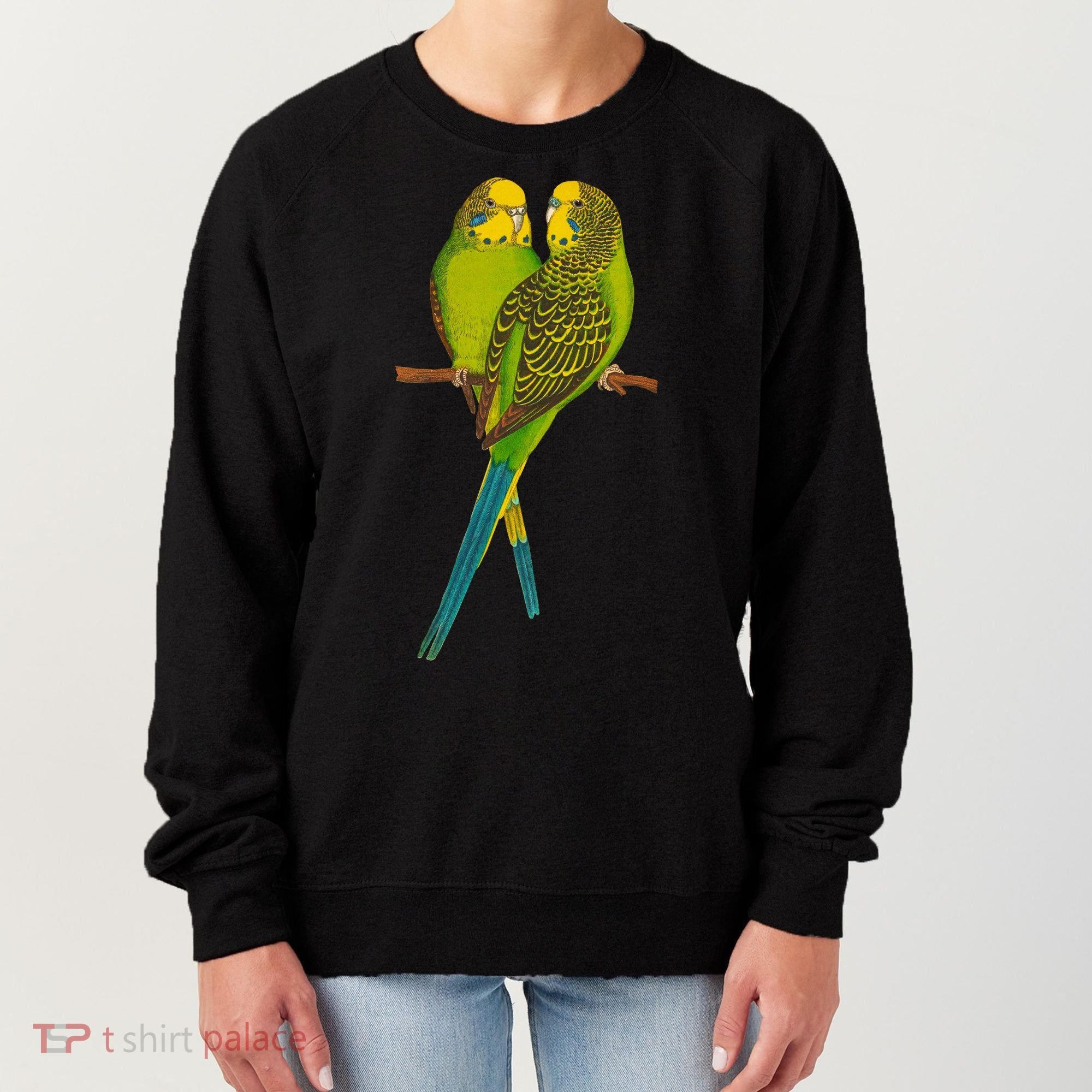 Green Parakeet Gift Cute Parakeets Budgie Bird Lover Women's Sweatshirt
