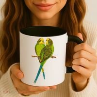 Green Parakeet Gift Cute Parakeets Budgie Bird Lover Coffee Mug thumb 3