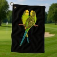 Green Parakeet Gift Cute Parakeets Budgie Bird Lover Golf Towel thumb 1
