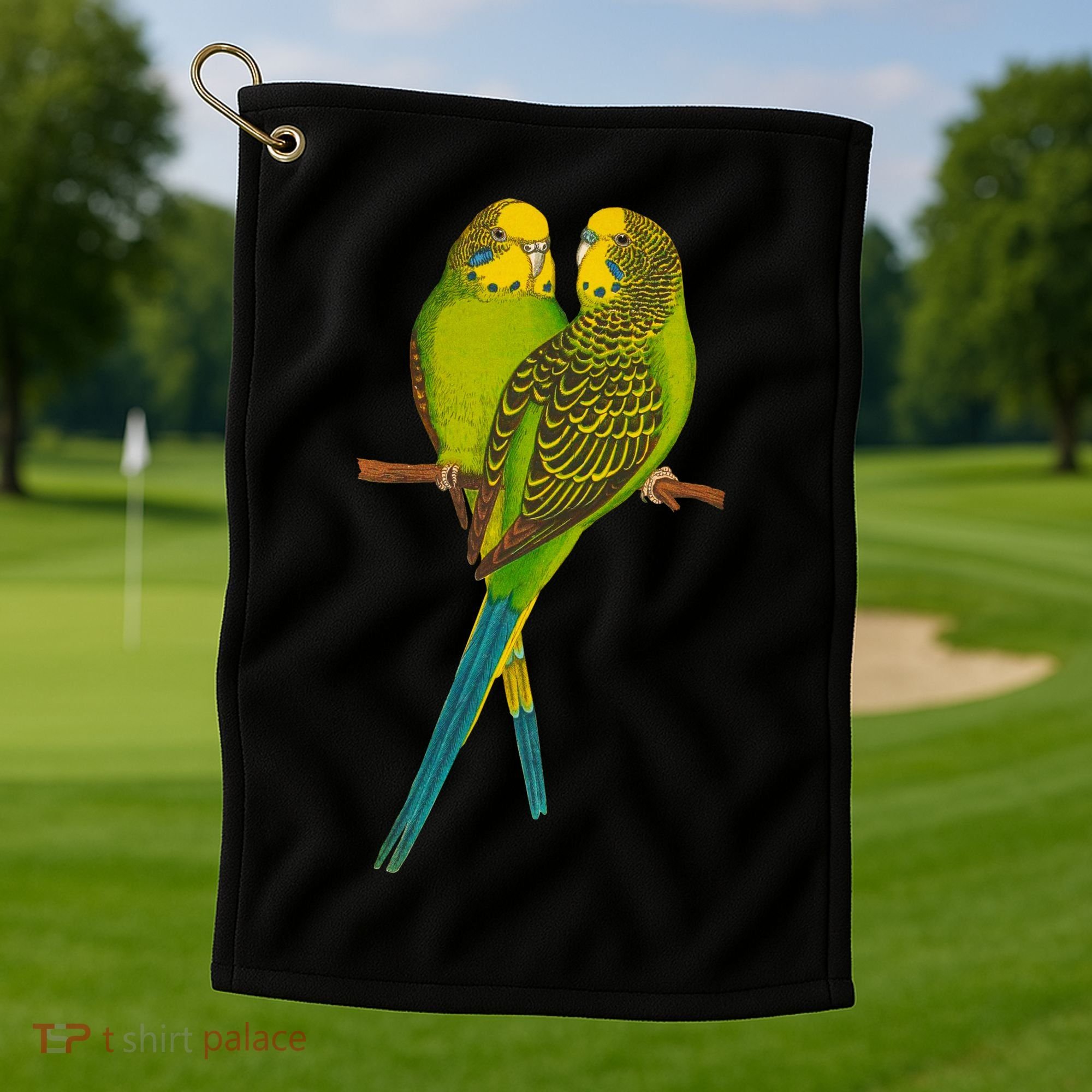 Green Parakeet Gift Cute Parakeets Budgie Bird Lover Golf Towel