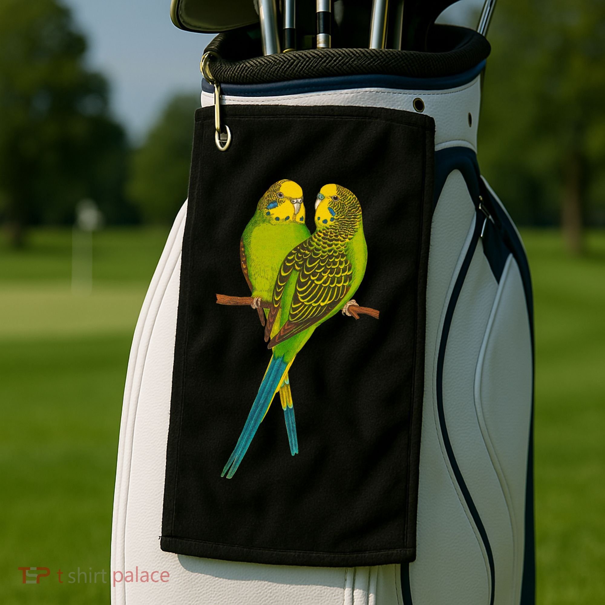 Green Parakeet Gift Cute Parakeets Budgie Bird Lover Golf Towel
