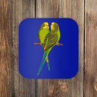 Green Parakeet Gift Cute Parakeets Budgie Bird Lover Coaster thumb 0