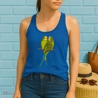 Green Parakeet Gift Cute Parakeets Budgie Bird Lover Women's Tank Top thumb 2