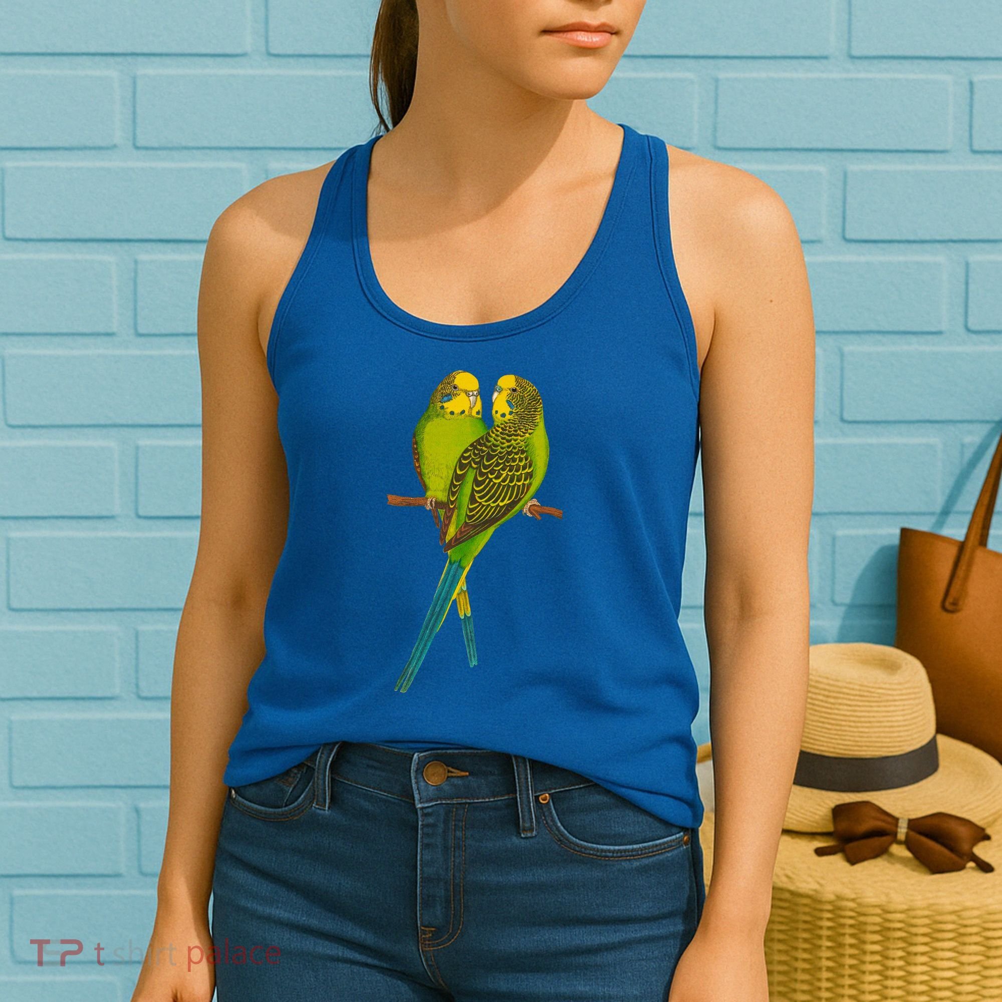 Green Parakeet Gift Cute Parakeets Budgie Bird Lover Women's Tank Top