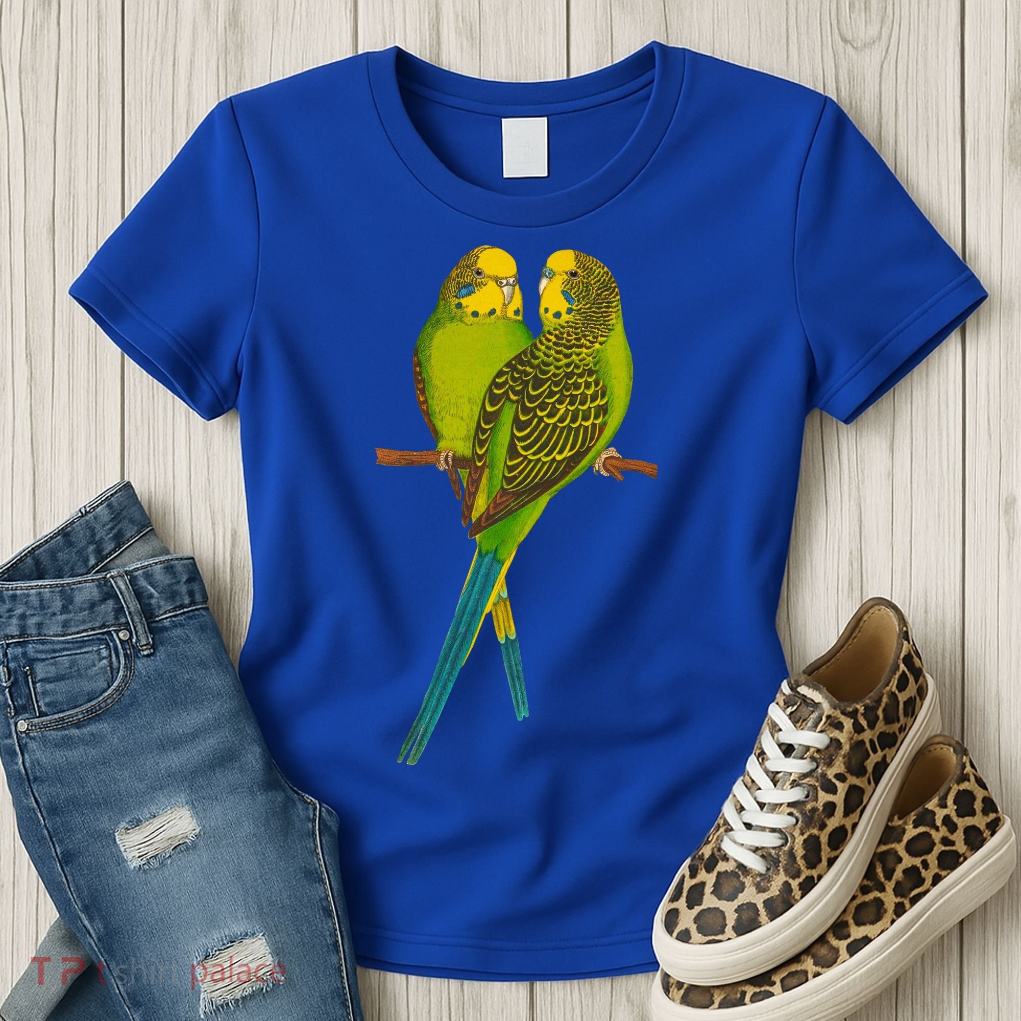 Green Parakeet Gift Cute Parakeets Budgie Bird Lover Women's T-Shirt