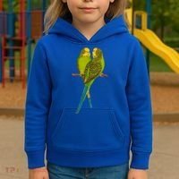 Green Parakeet Gift Cute Parakeets Budgie Bird Lover Kids Hoodie thumb 3