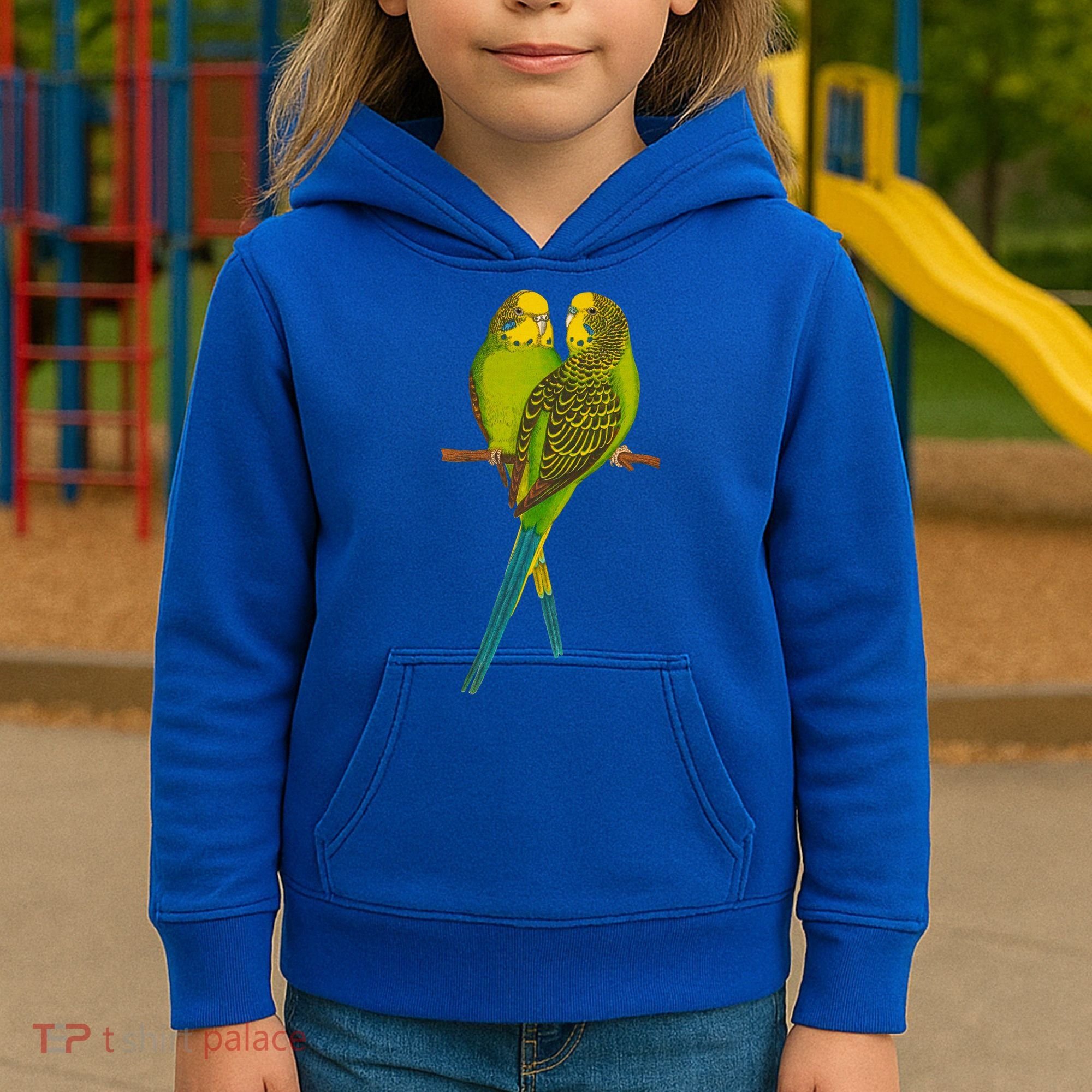 Green Parakeet Gift Cute Parakeets Budgie Bird Lover Kids Hoodie