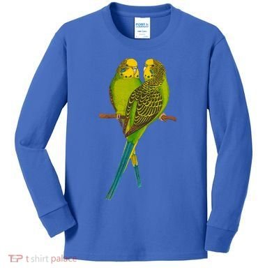 Green Parakeet Gift Cute Parakeets Budgie Bird Lover Kids Long Sleeve Shirt