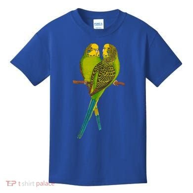 Green Parakeet Gift Cute Parakeets Budgie Bird Lover Kids T-Shirt