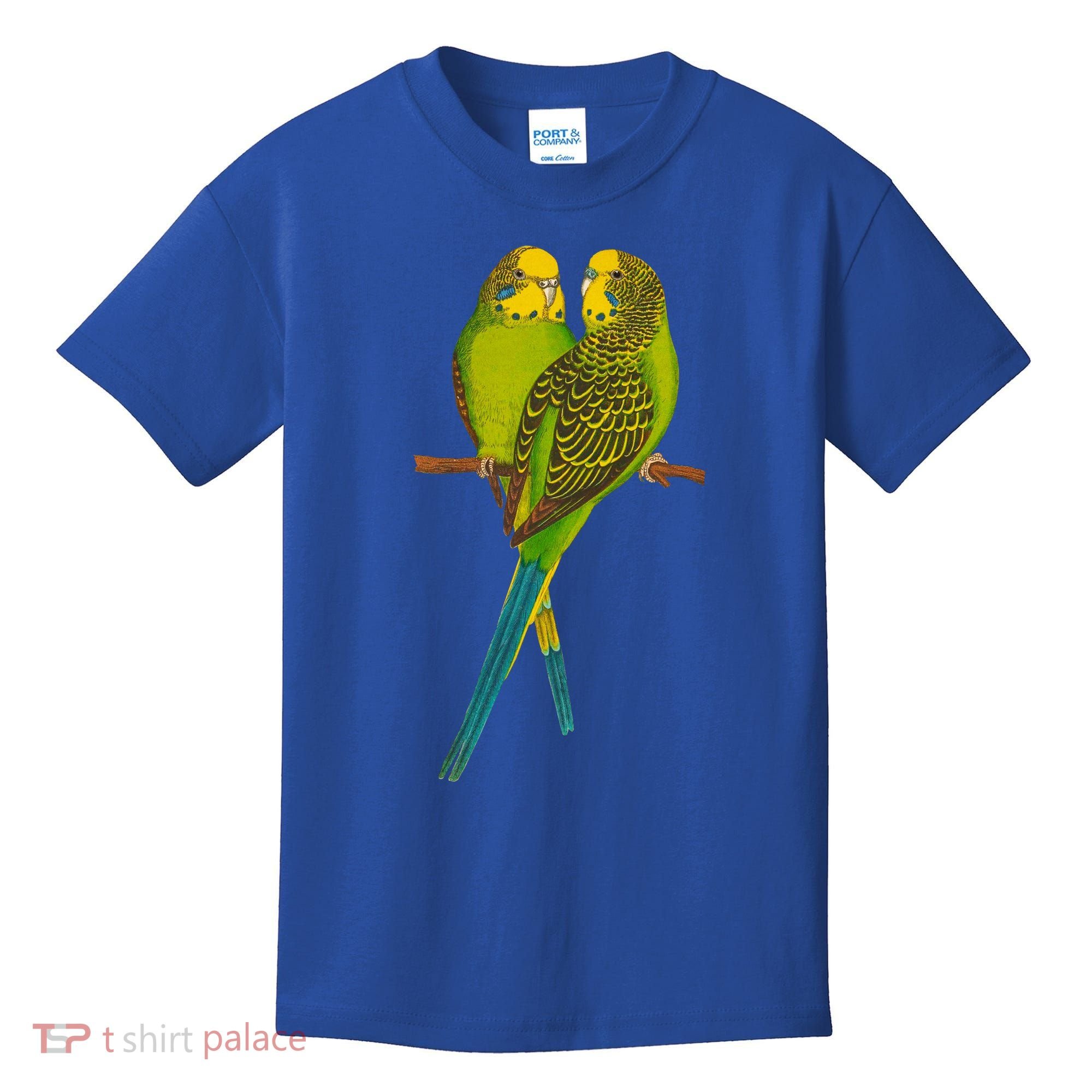 Green Parakeet Gift Cute Parakeets Budgie Bird Lover Kids T-Shirt