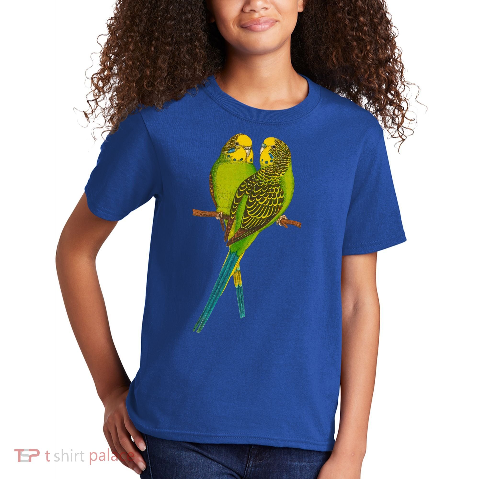 Green Parakeet Gift Cute Parakeets Budgie Bird Lover Kids T-Shirt