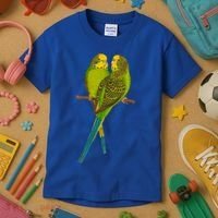 Green Parakeet Gift Cute Parakeets Budgie Bird Lover Kids T-Shirt thumb 3