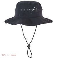 Glider Pilot Heartbeat Sailplane Pilot Gift Tee ECG Bucket Hat thumb 0