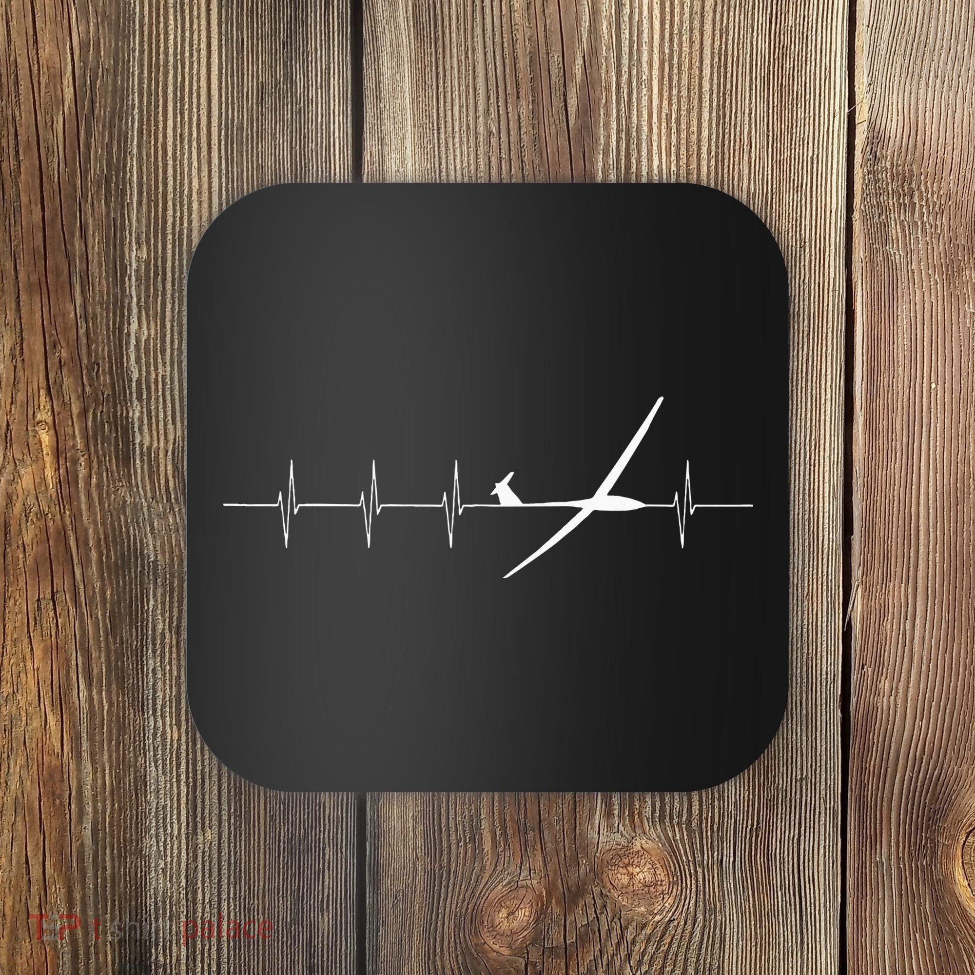 Glider Pilot Heartbeat Sailplane Pilot Gift Tee ECG Coaster