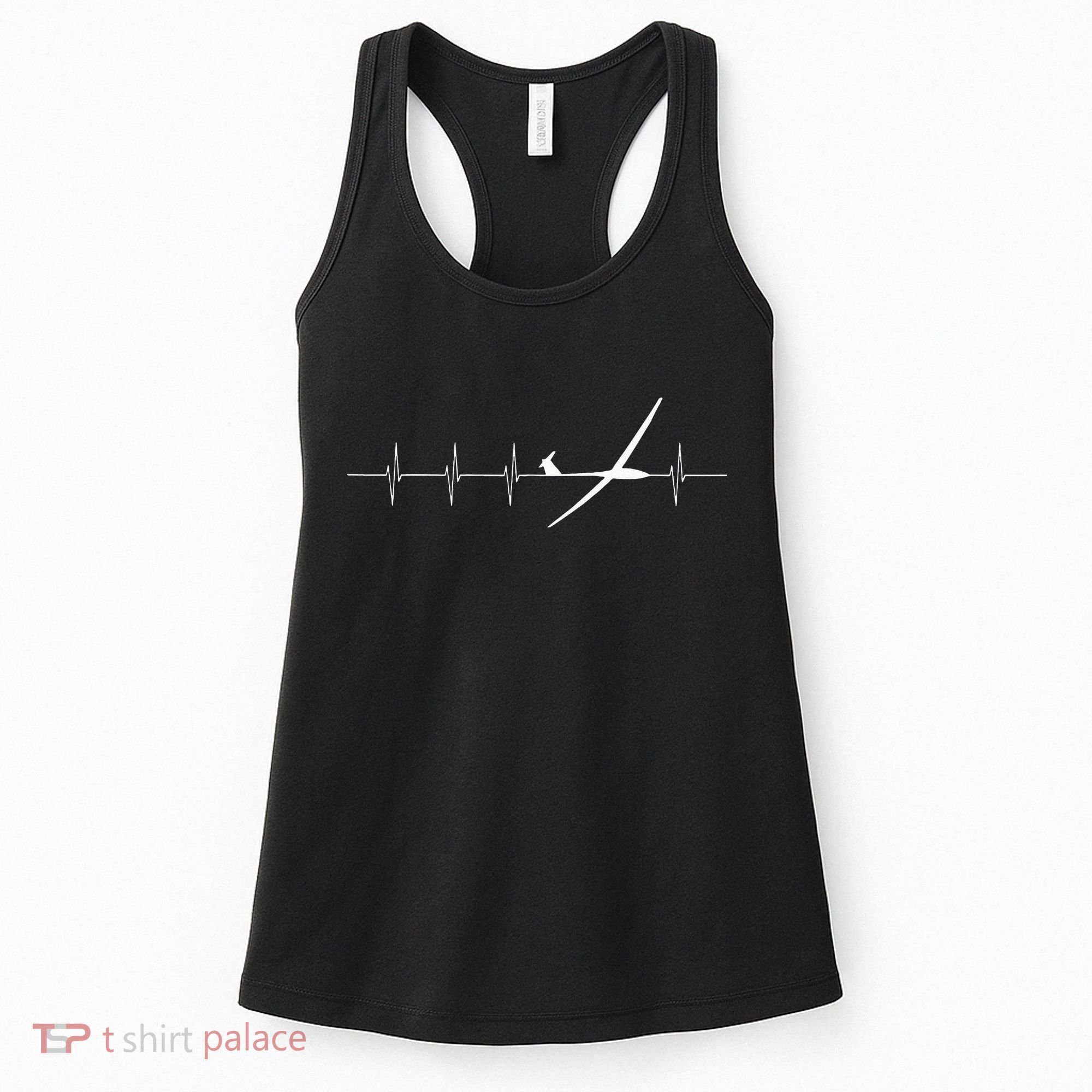 Glider Pilot Heartbeat Sailplane Pilot Gift Tee ECG Women's Tank Top