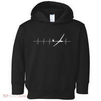 Glider Pilot Heartbeat Sailplane Pilot Gift Tee ECG Toddler Hoodie thumb 0